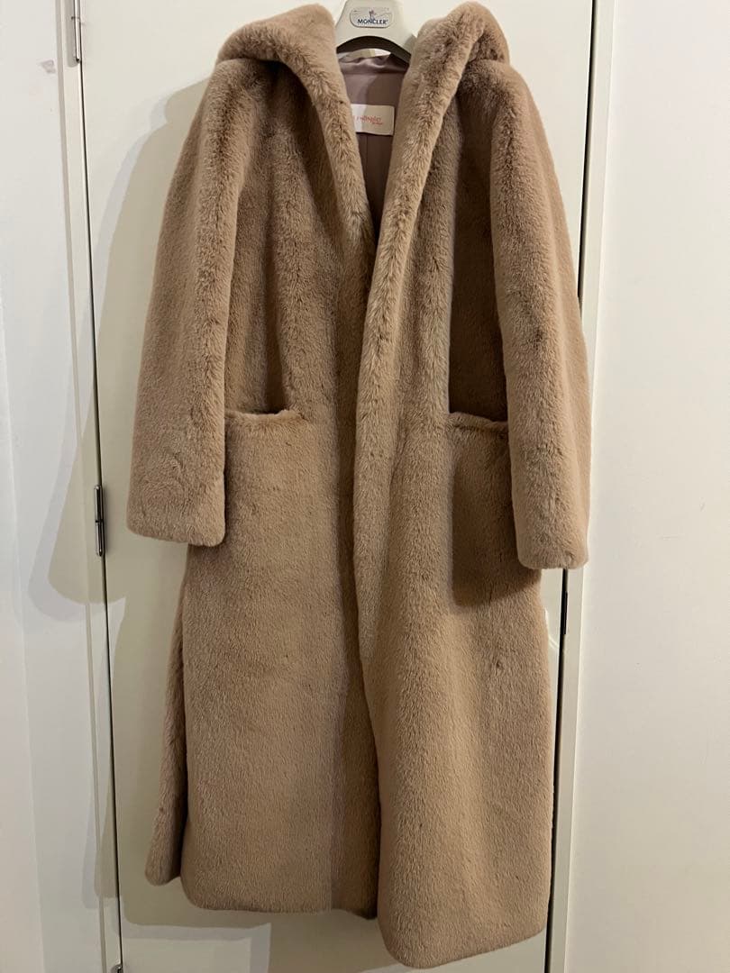 Lemonplet フード付き エコファー マキシコート　レモンプレット