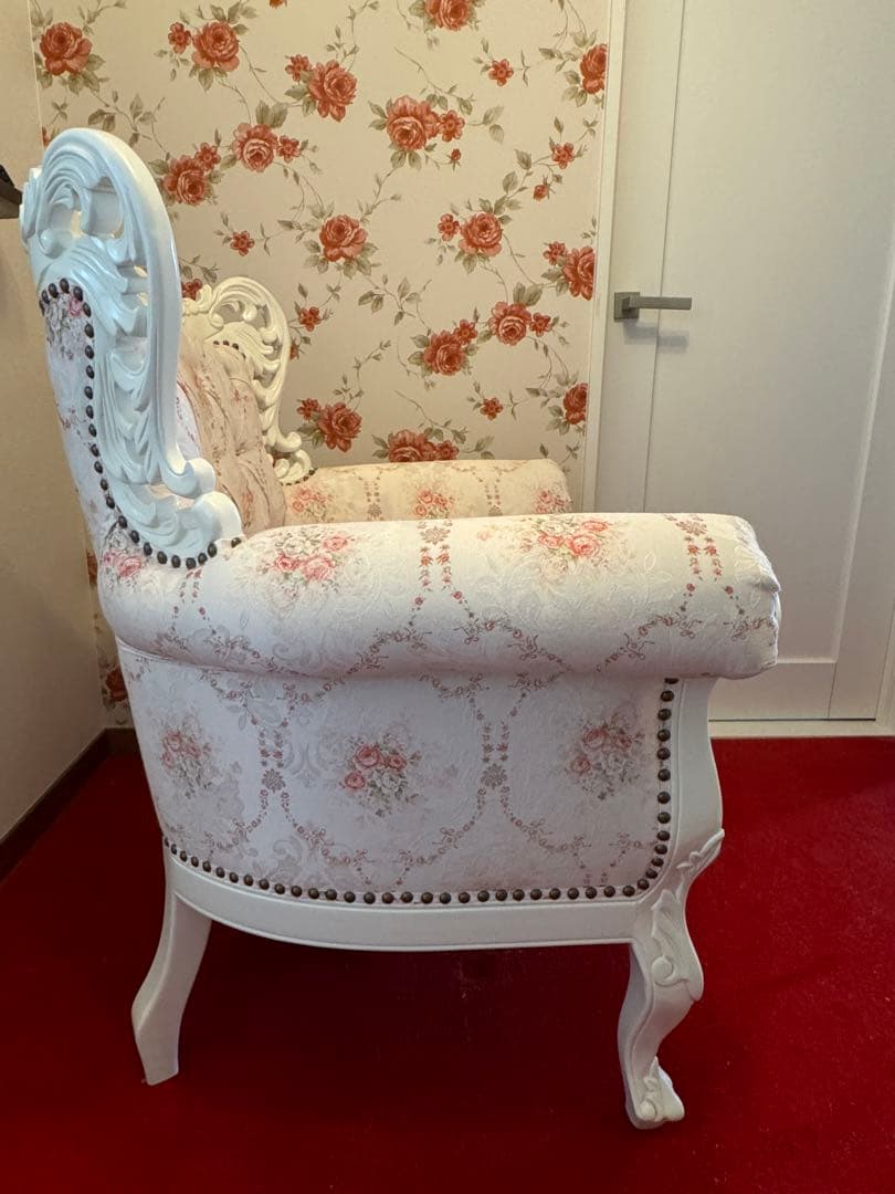 【美品】スクレドゥフィーユ・姫系・ロココ調・アンティーク・猫脚・1人掛けソファ