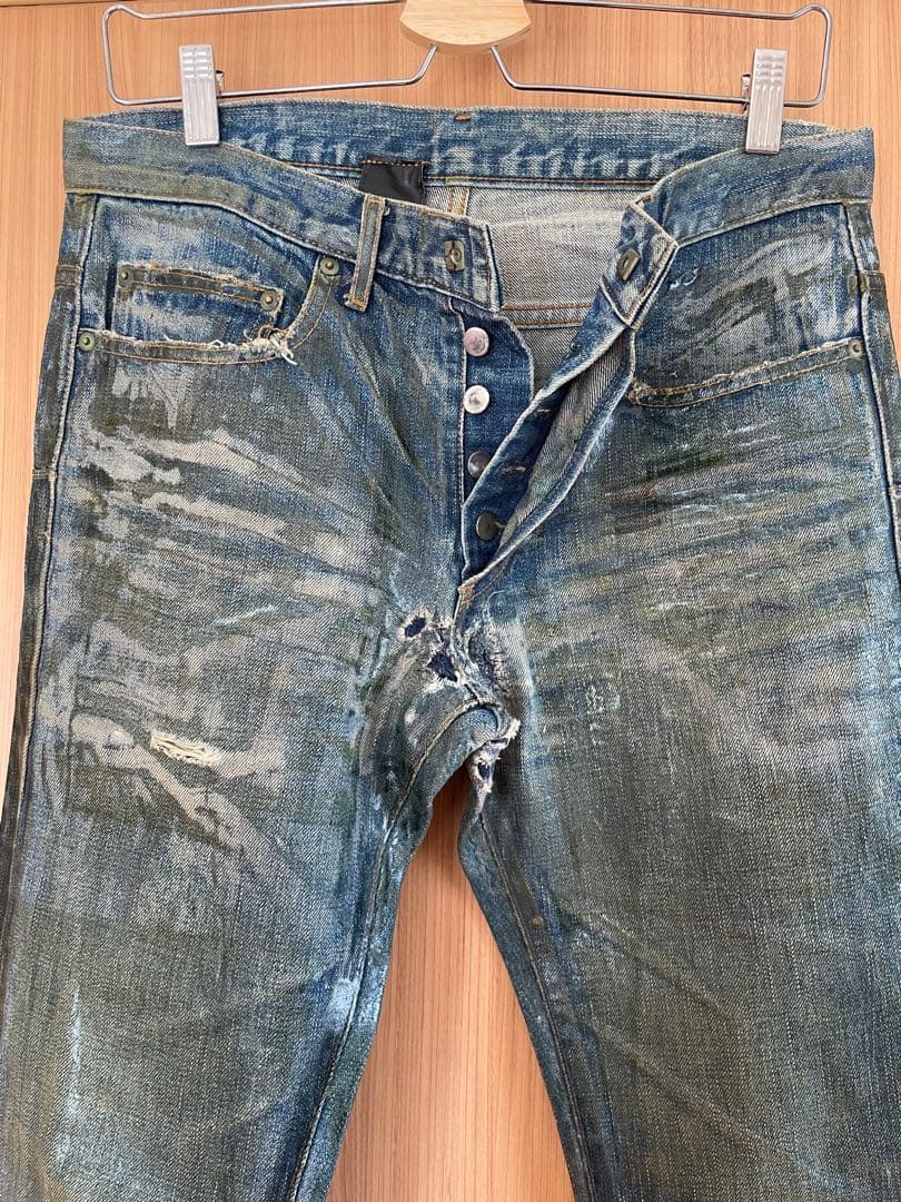 希少　エディ期初期dior homme ラスターコーティングデニム　爪痕