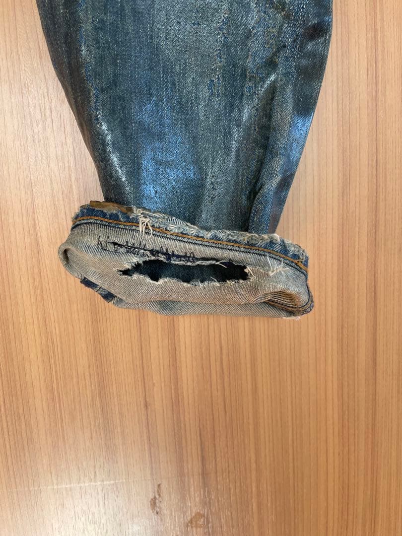 希少　エディ期初期dior homme ラスターコーティングデニム　爪痕