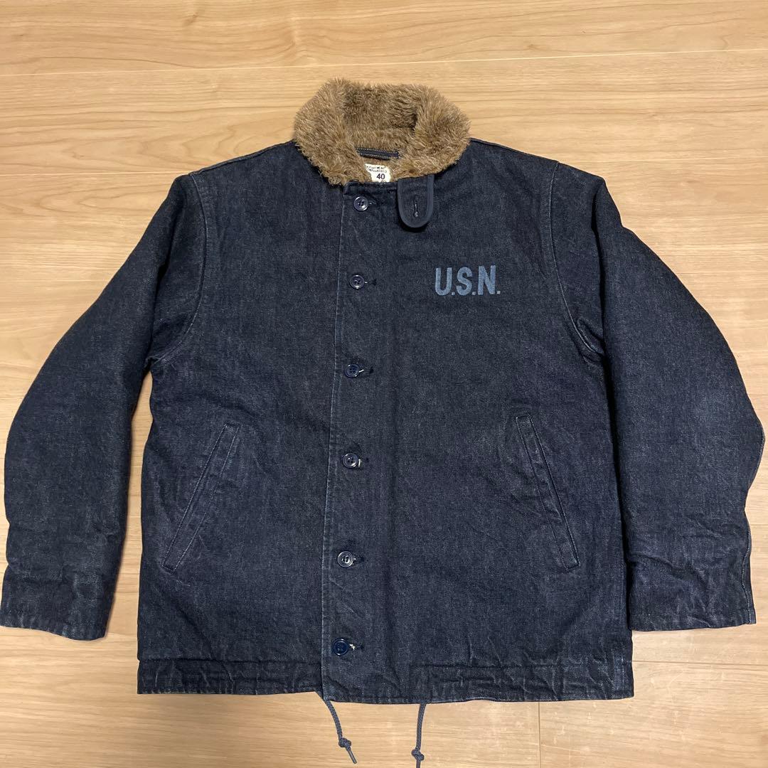 美品 45限定 HOUSTON DENIMEデニム N-1 デッキジャケット L