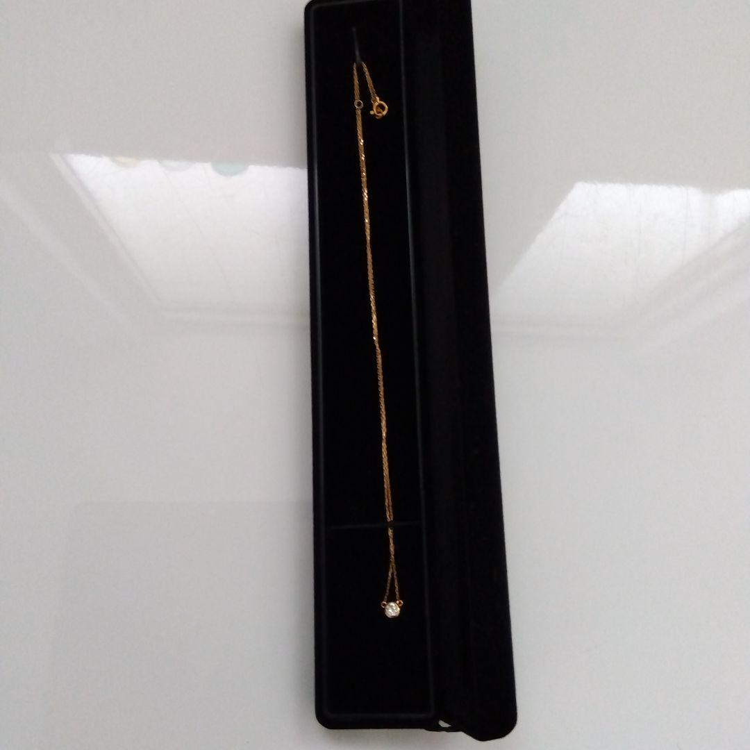 ゴールド シンプルネックレス クリスタル付き 約40cm