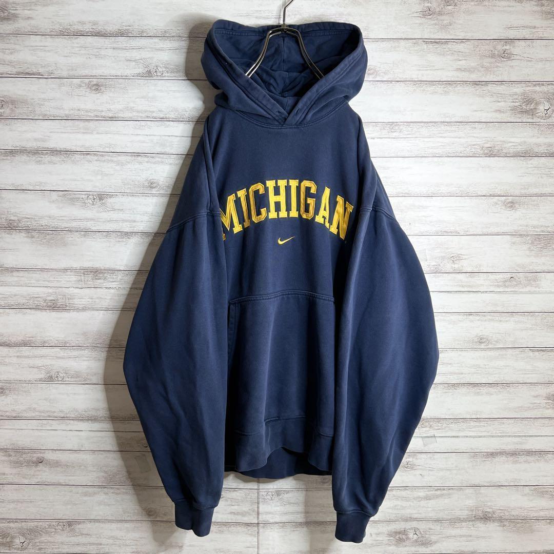 【入手困難!!】ナイキ ✈︎刺繍 アーチロゴ ミシガン州 ゆるだぼ 裏起毛 肉厚