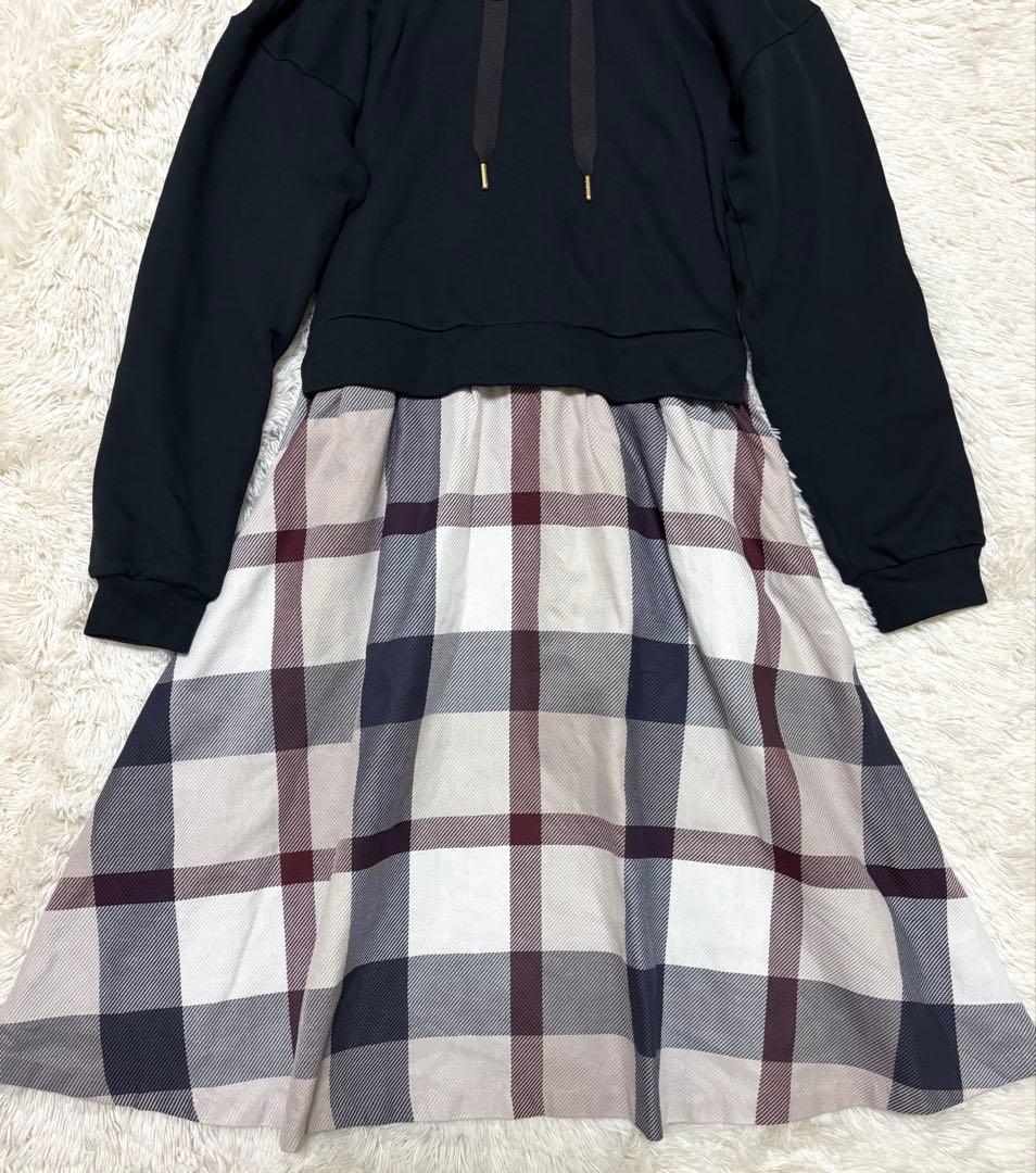 【美品】ブルーレーベルクレストブリッジ パーカー　ドッキングワンピース チェック