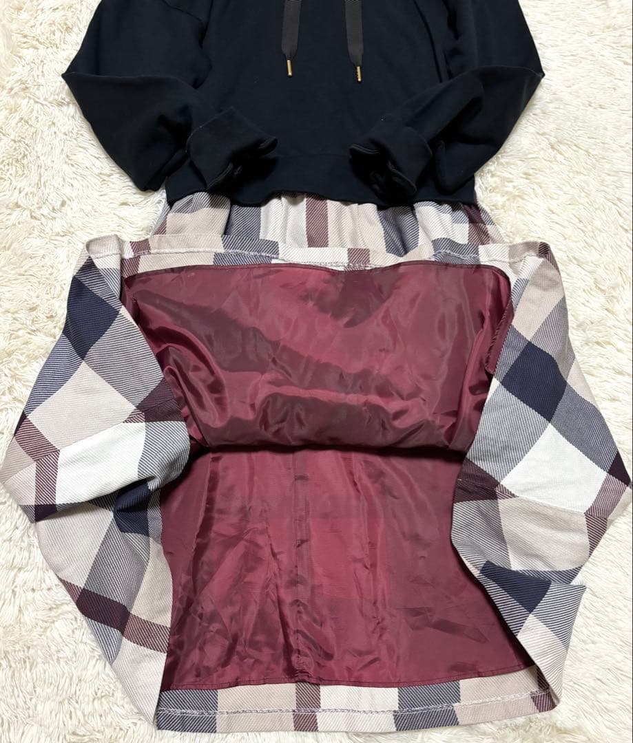 【美品】ブルーレーベルクレストブリッジ パーカー　ドッキングワンピース チェック