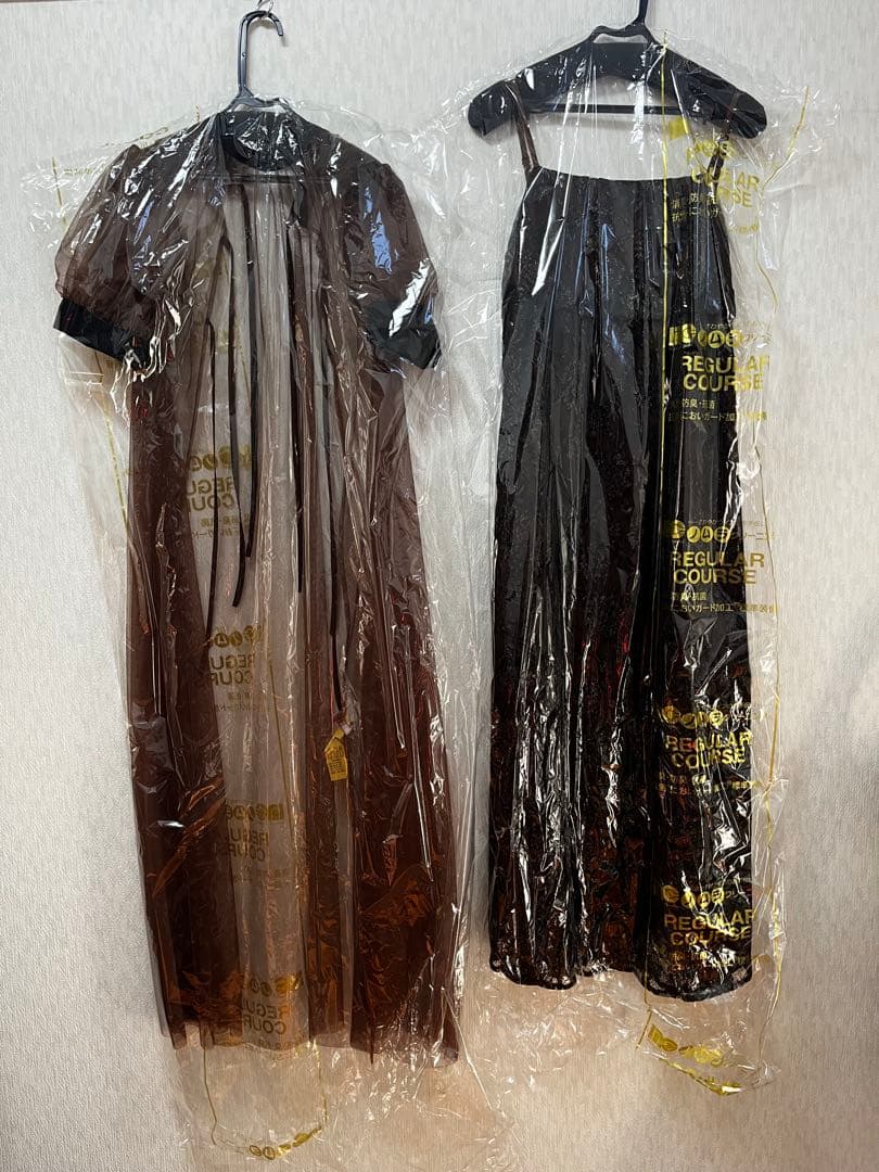 Kana チュールバックデザインリボンワンピ ラメレースキャミワンピ 2点セット