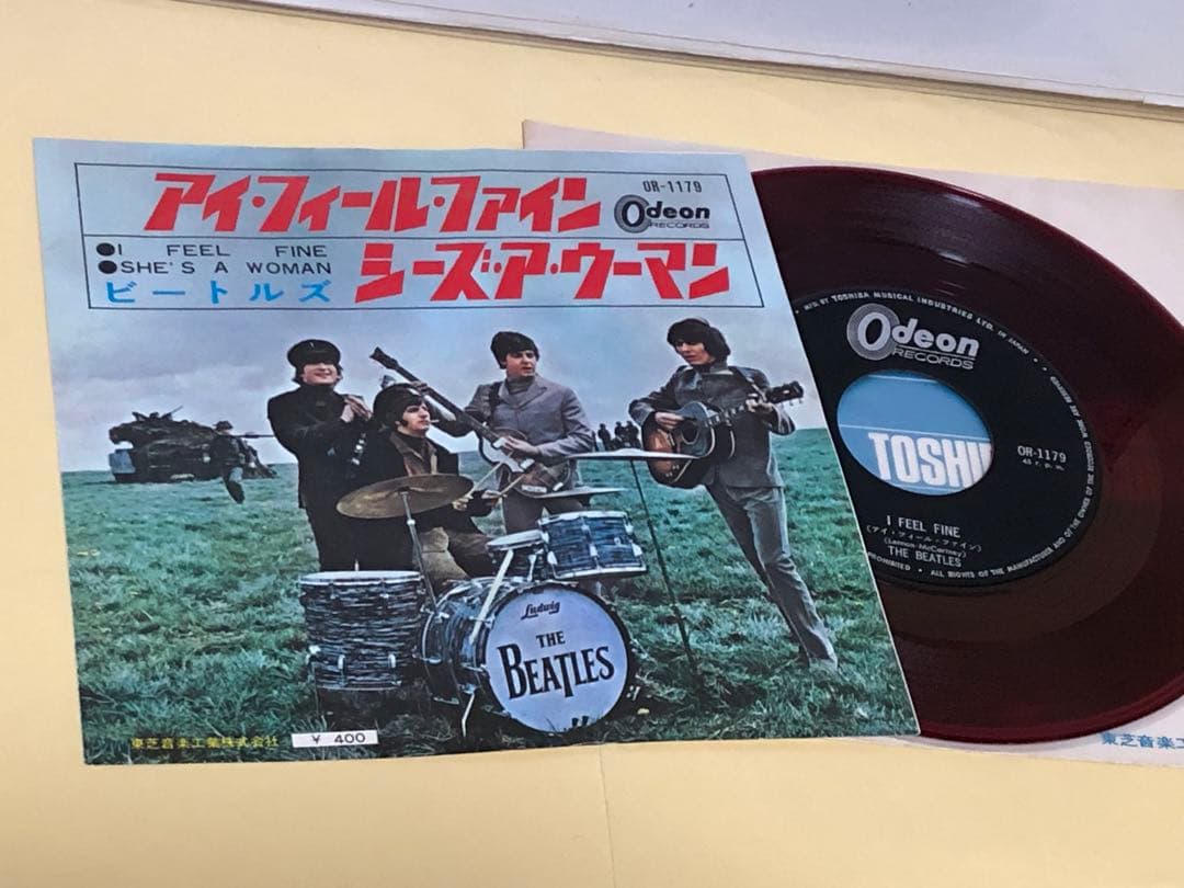 ビートルズ 美盤 ◉希少フチ有り400円盤(赤盤)●アイ フィール ファイン