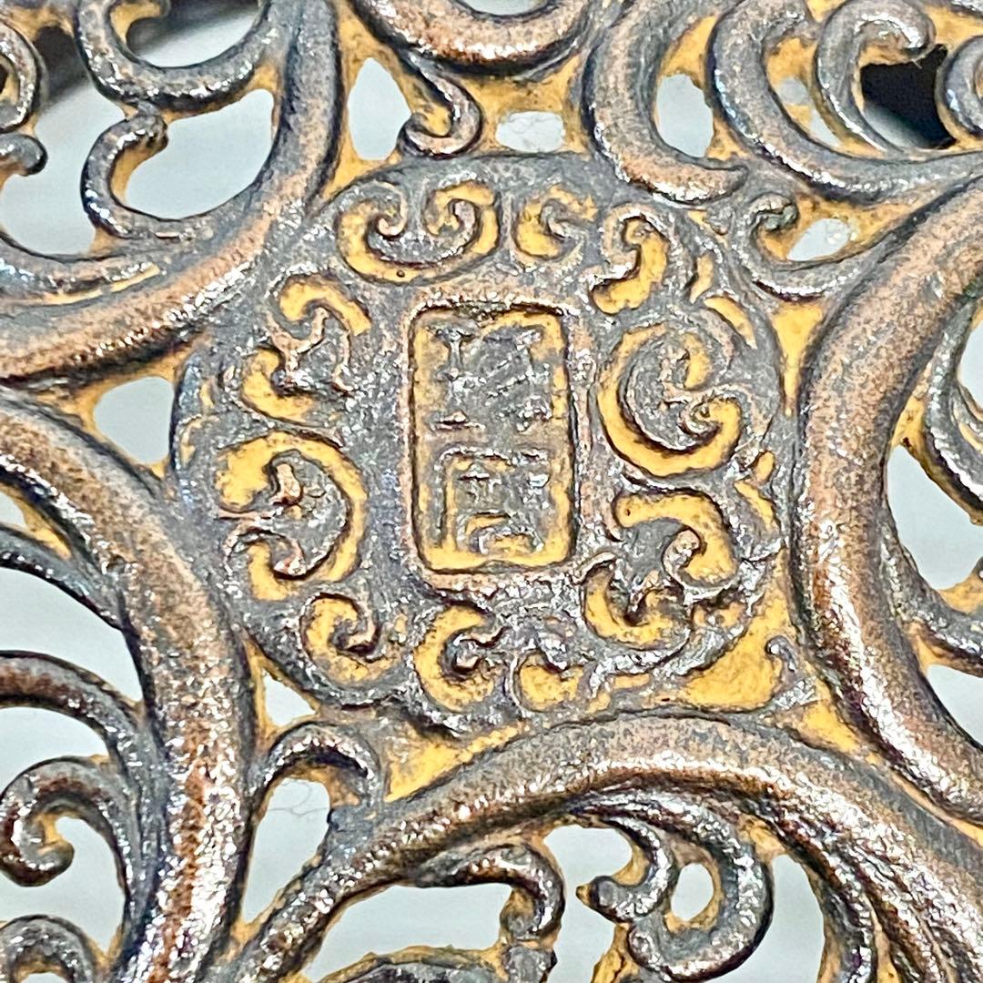 Y 中国 古銅 香炉 古玩 銘有 獅子 蓋付き 　琢磨