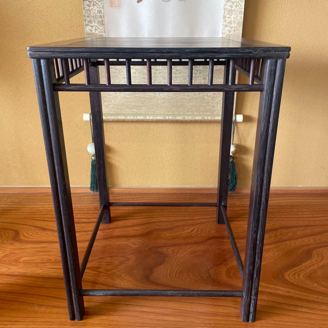 【唐木】懸崖1.2尺 盆栽台 黒檀 ビンテージ品 昭和レトロ 高卓(こうしょく)