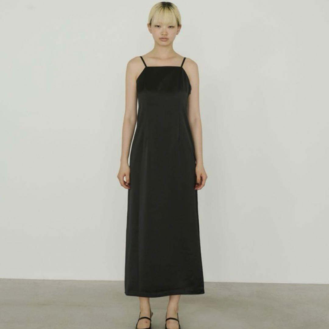 【ANDRESD】satin minimal dress ブラック　L