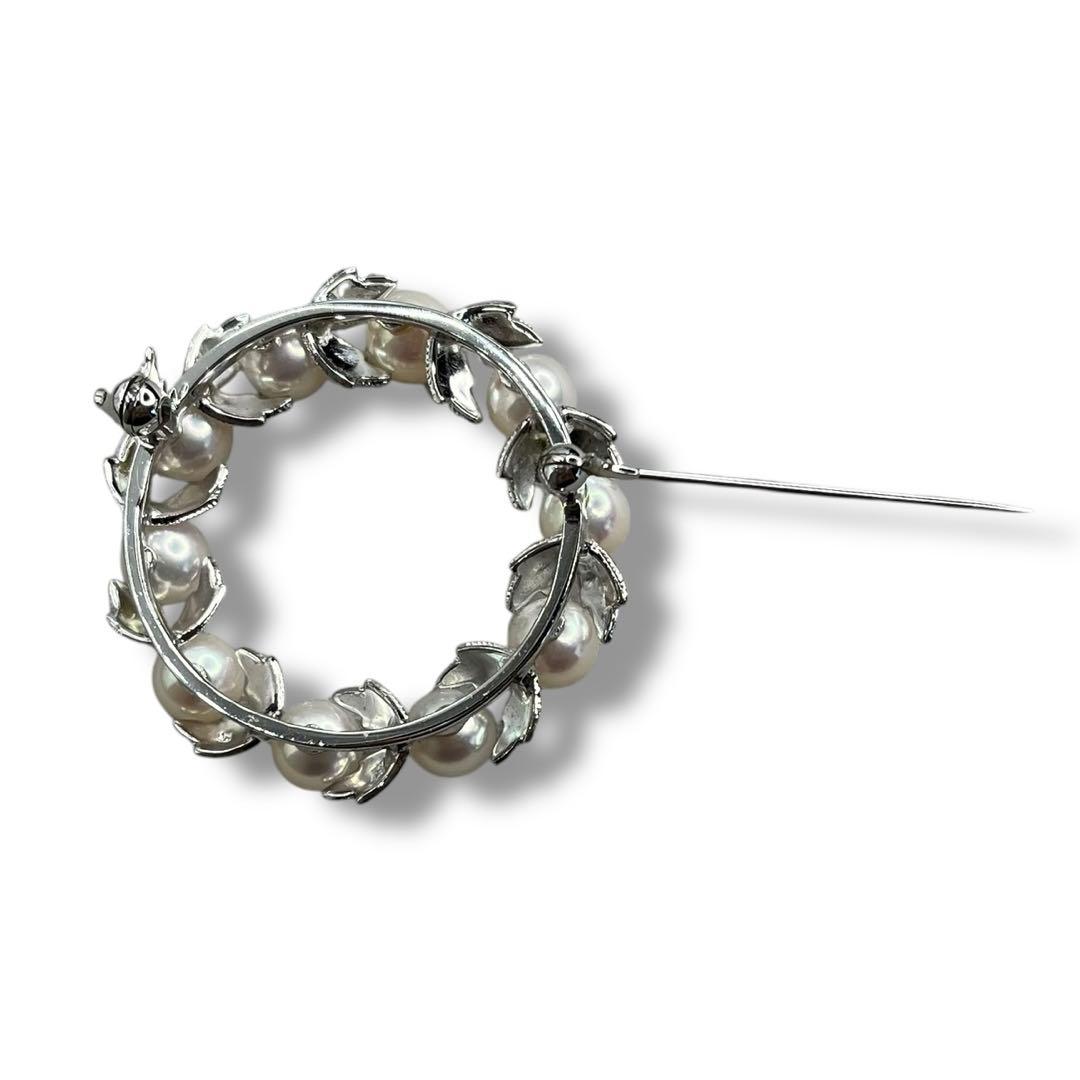 美品 MIKIMOTO ミキモト パール サークル リーフ ブローチ ドレス