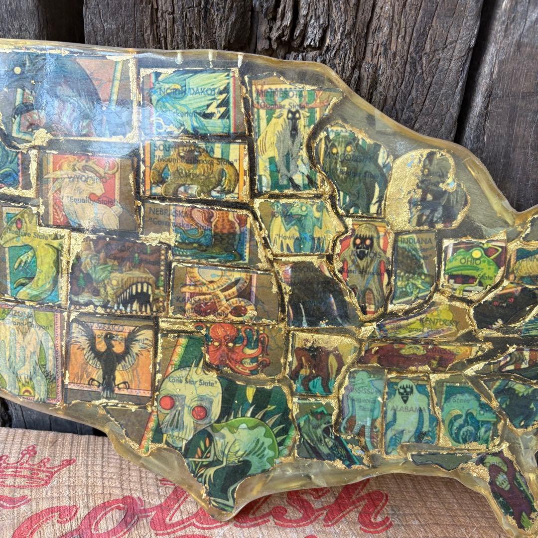 【1950s60s USA vintage】アメリカ 地図 州 アート オブジェ