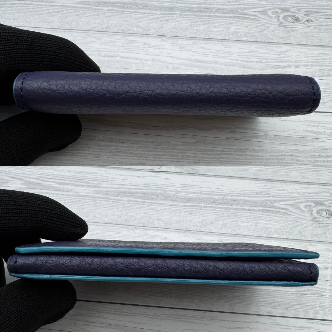 【未使用級】　Paul Smith マルチストライプ　名刺入れ　レザー　ネイビー