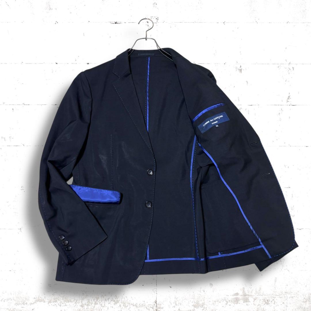 名作　コムデギャルソンオム　青色ステッチ　ウール　モヘア　テーラードジャケット