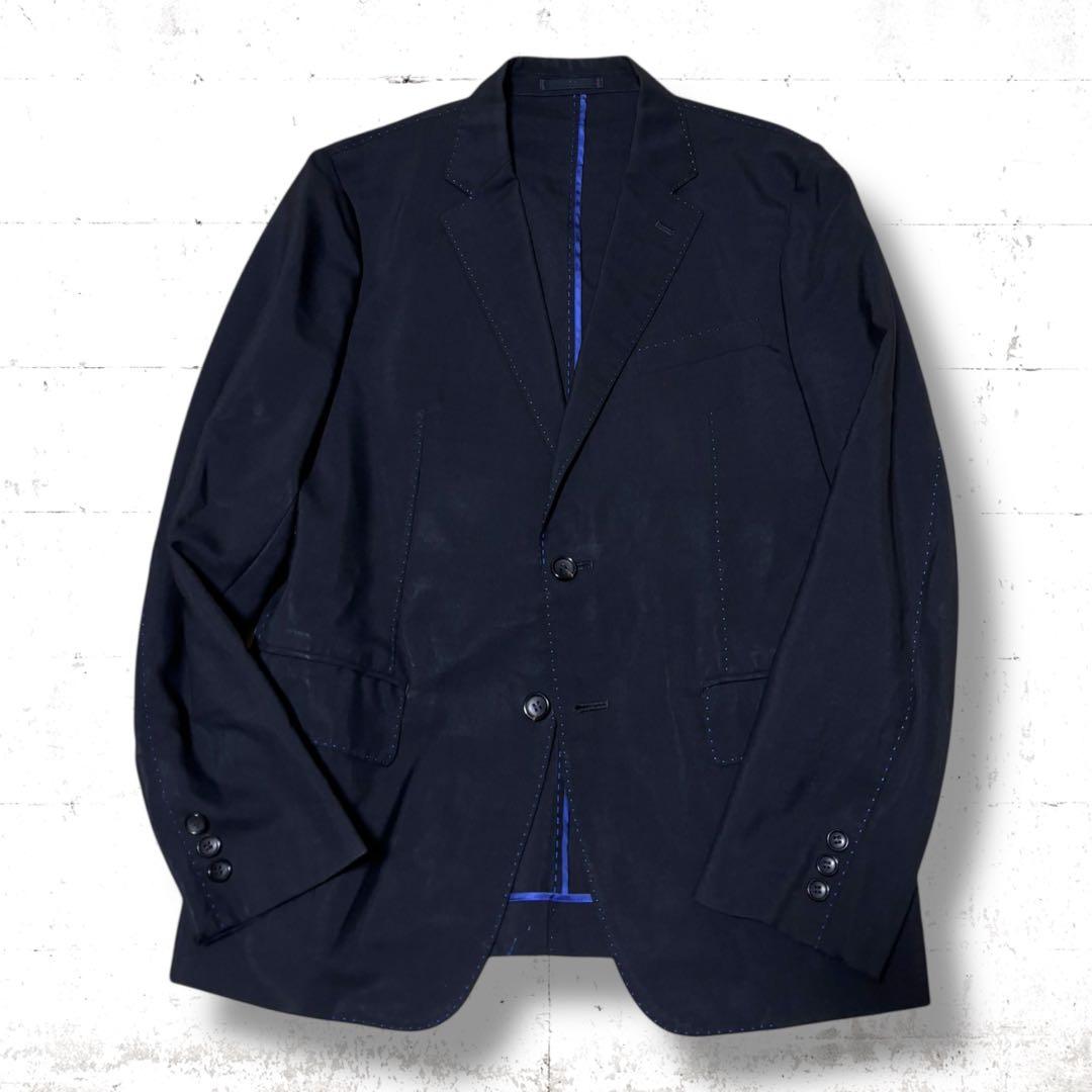 名作　コムデギャルソンオム　青色ステッチ　ウール　モヘア　テーラードジャケット