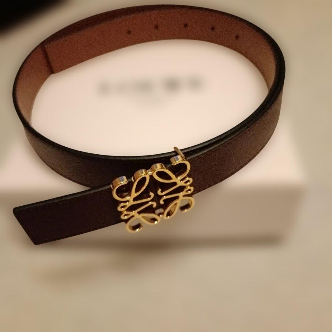 LOEWE ブラウンレザーベルト ロゴバックル