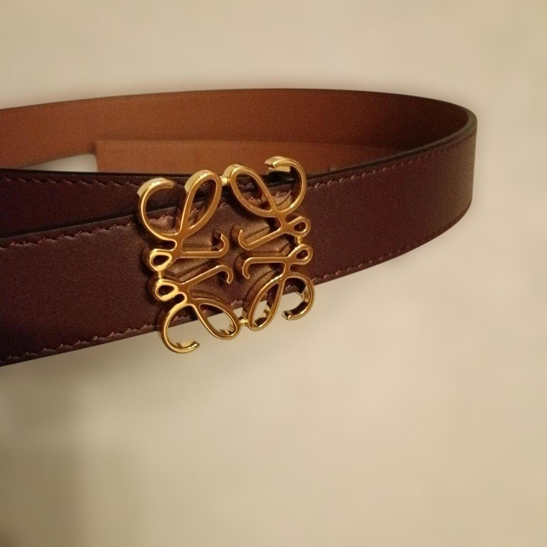 LOEWE ブラウンレザーベルト ロゴバックル