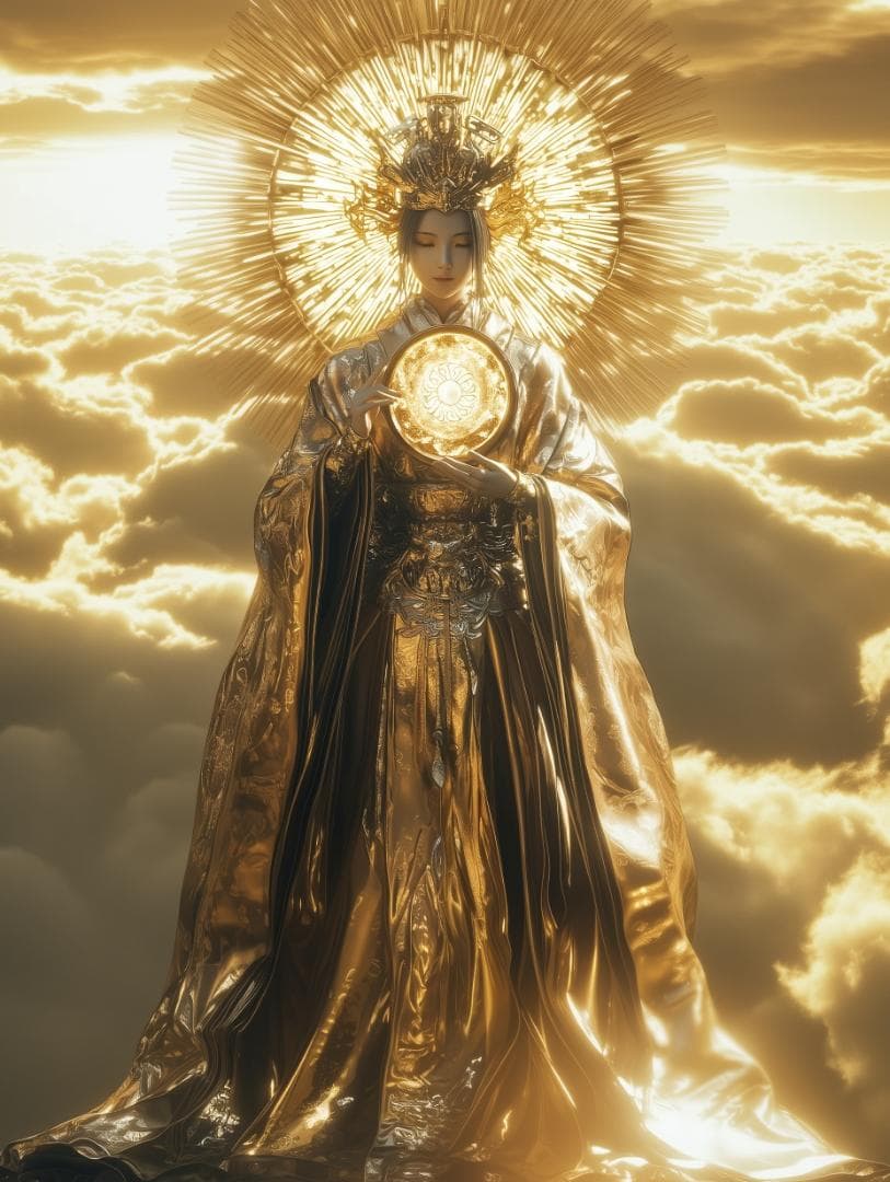 A4　318【天照大御神】雲海を照らす金耀【風景画】【神聖画】