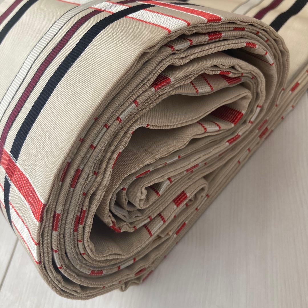 専用　　博多半幅帯　正絹　格子模様　織り出し　淡いベージュ　No.74-00