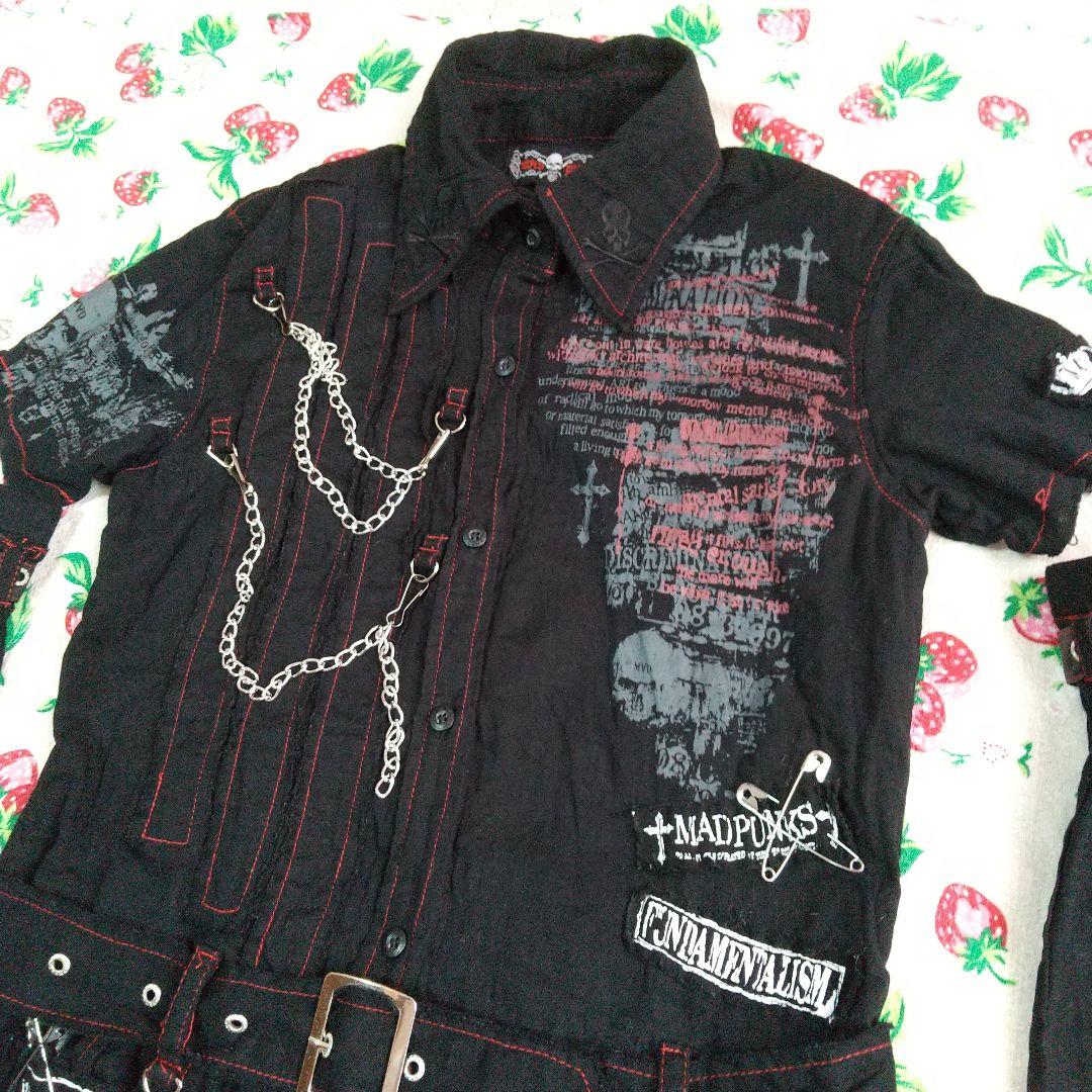 マッドパンクス アームカバー付き半袖ガーゼチュニック 黒