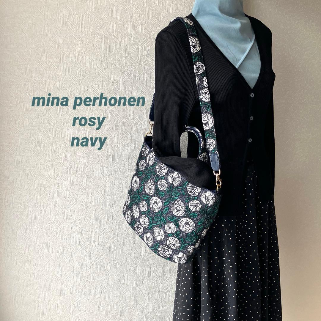minä perhonen ⚮̈ rosy (ネイビー)2wayトートバッグ
