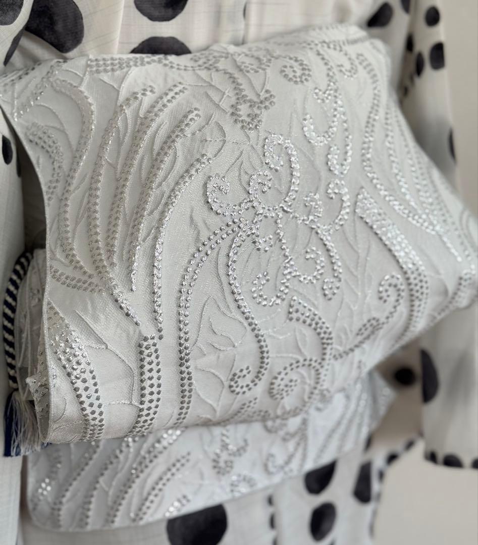 KIYO　大人兵児帯【水紋】　【スノーホワイトプラチナシルバー】のセット