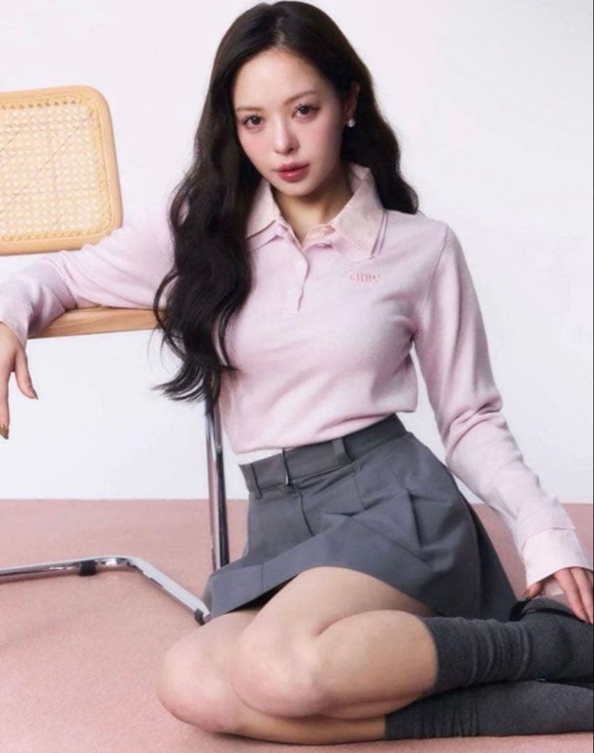 eimy istoire ダブルカラーデザインニット ピンク