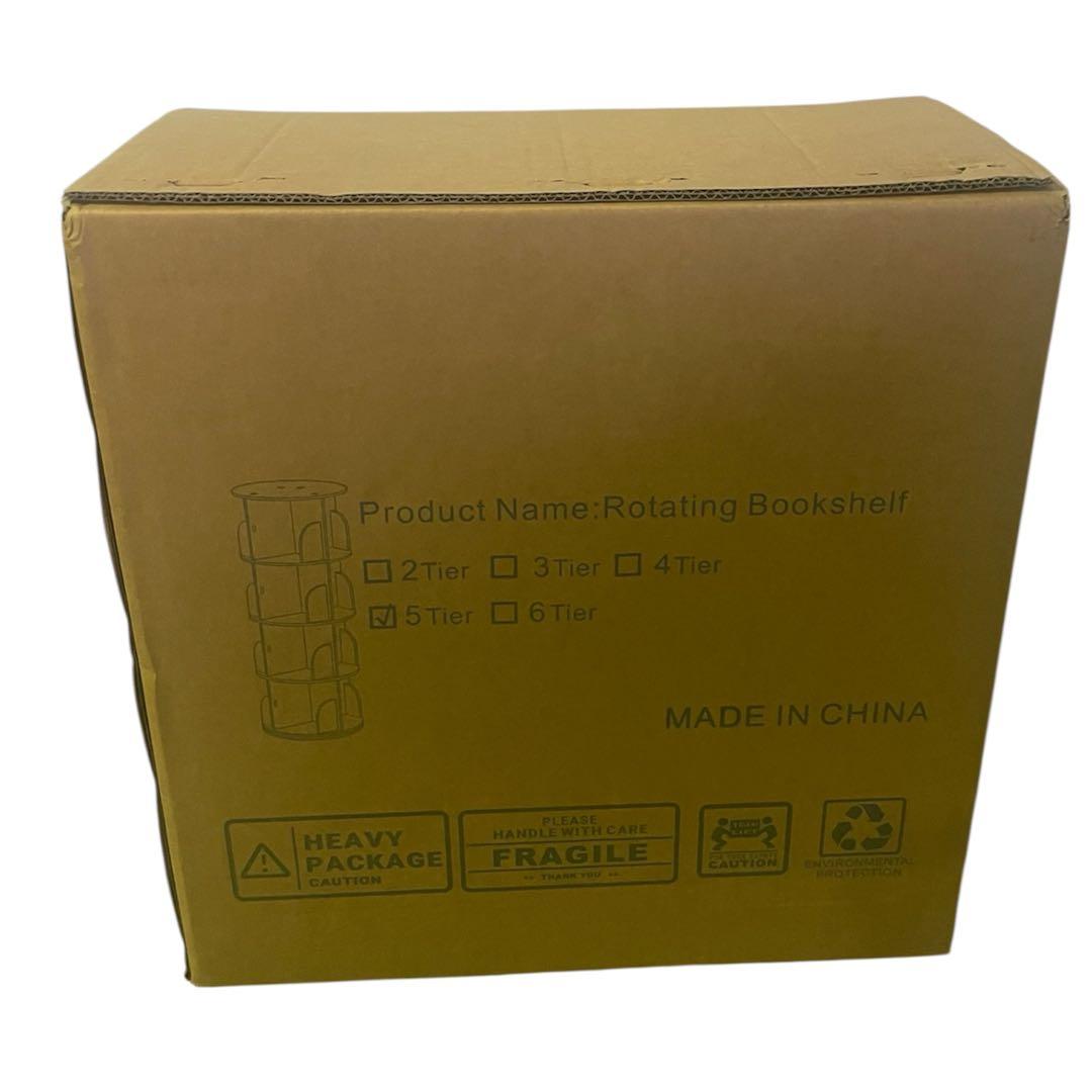 本棚 ブックシェルフ 回転式 絵本棚 木製 回転 天然木５段 ブックスタンド