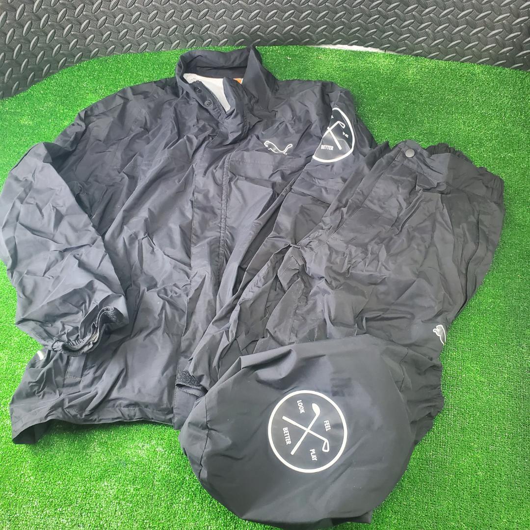 PUMA/プーマ ゴルフ メンズ レインウエア上下セット 雨カッパ 収納袋付き
