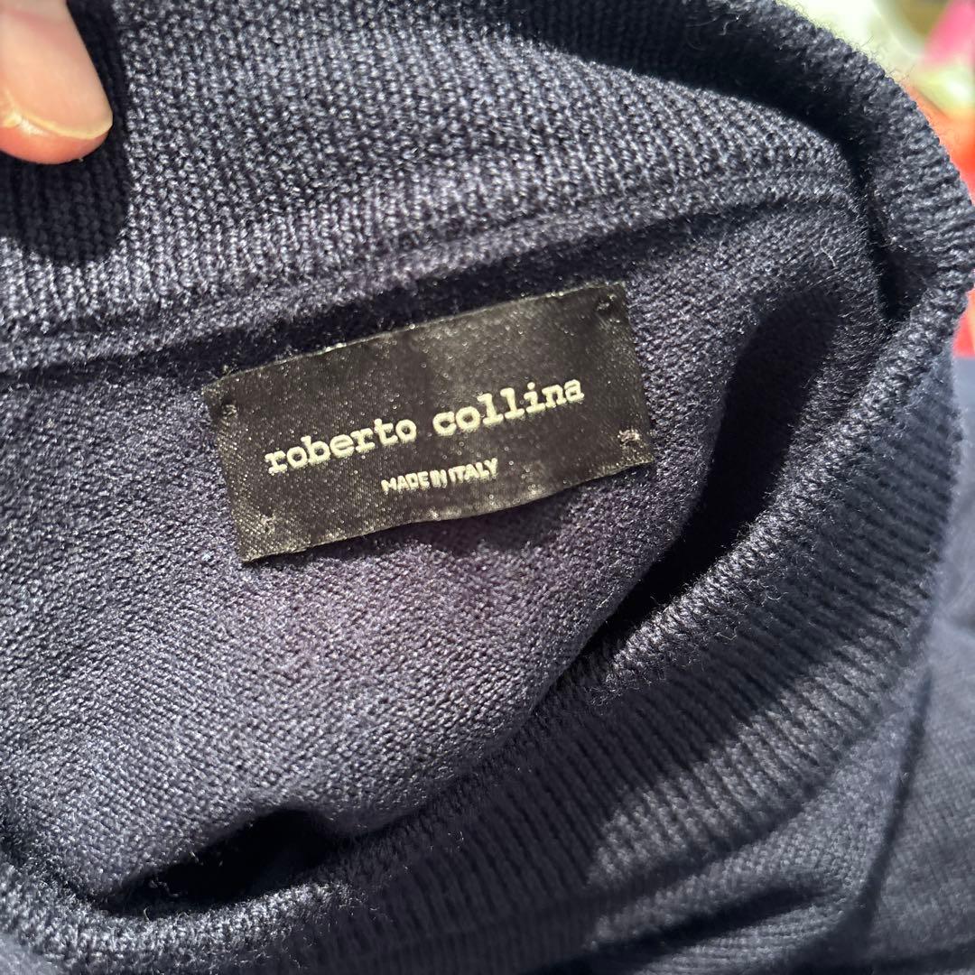 ロベルトコリーナ／モックネックニット／12ゲージ／ダークネイビー／50