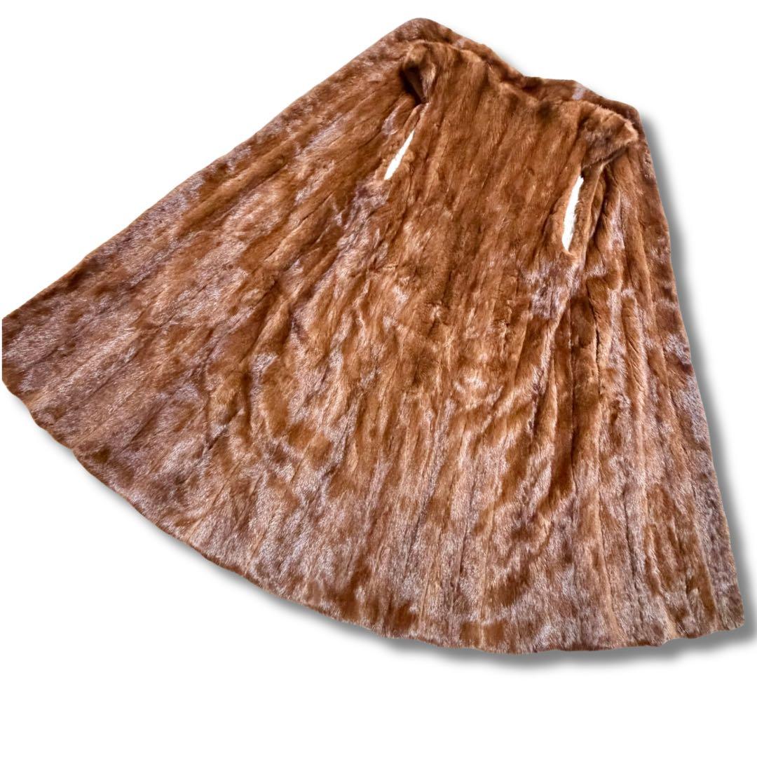 【美品/着丈108cm✨】デミバフミンク リアルファー ロングベスト 本毛皮 貂