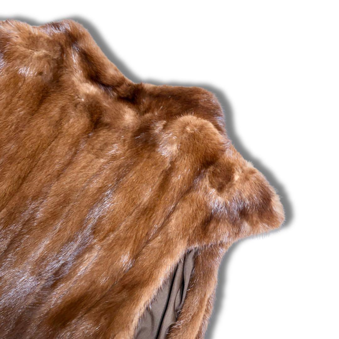 【美品/着丈108cm✨】デミバフミンク リアルファー ロングベスト 本毛皮 貂