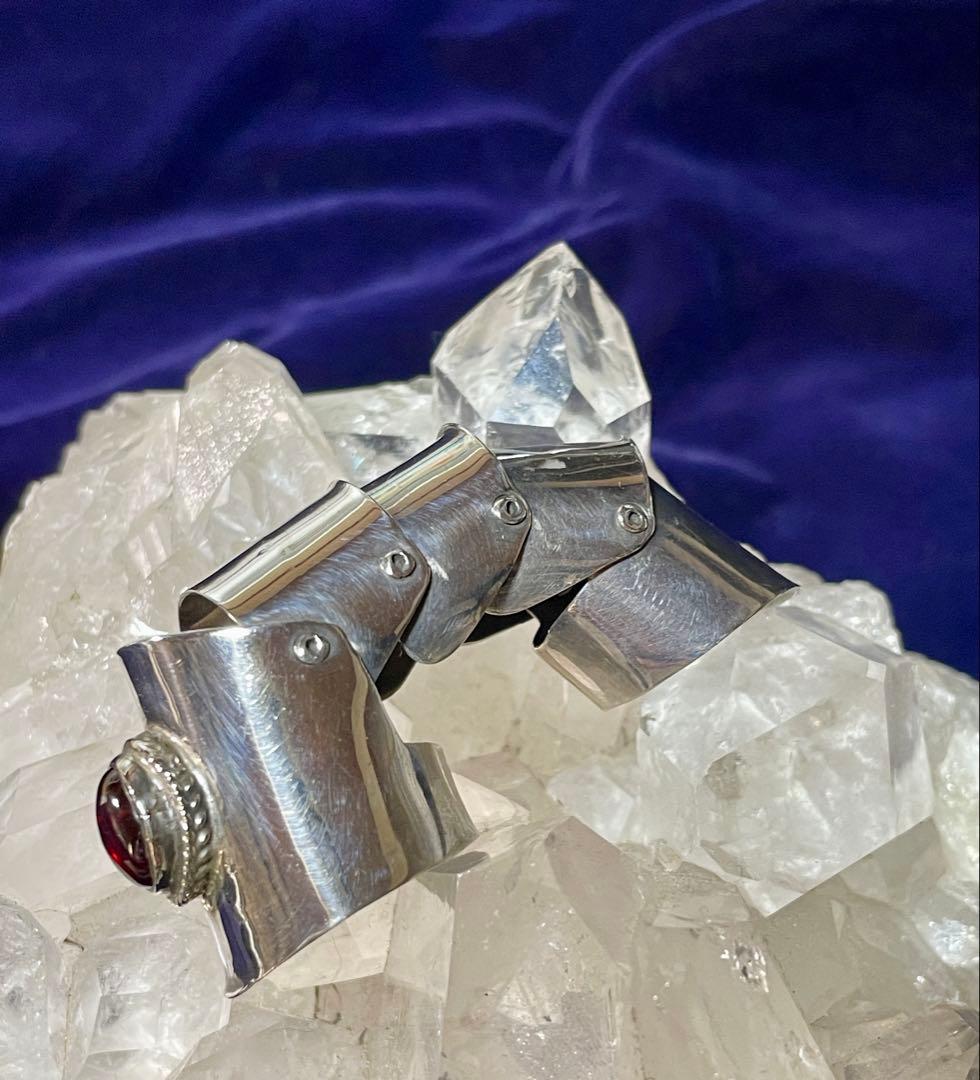 シルバー925 アーマーリング ガーネット付き刻印あり#15