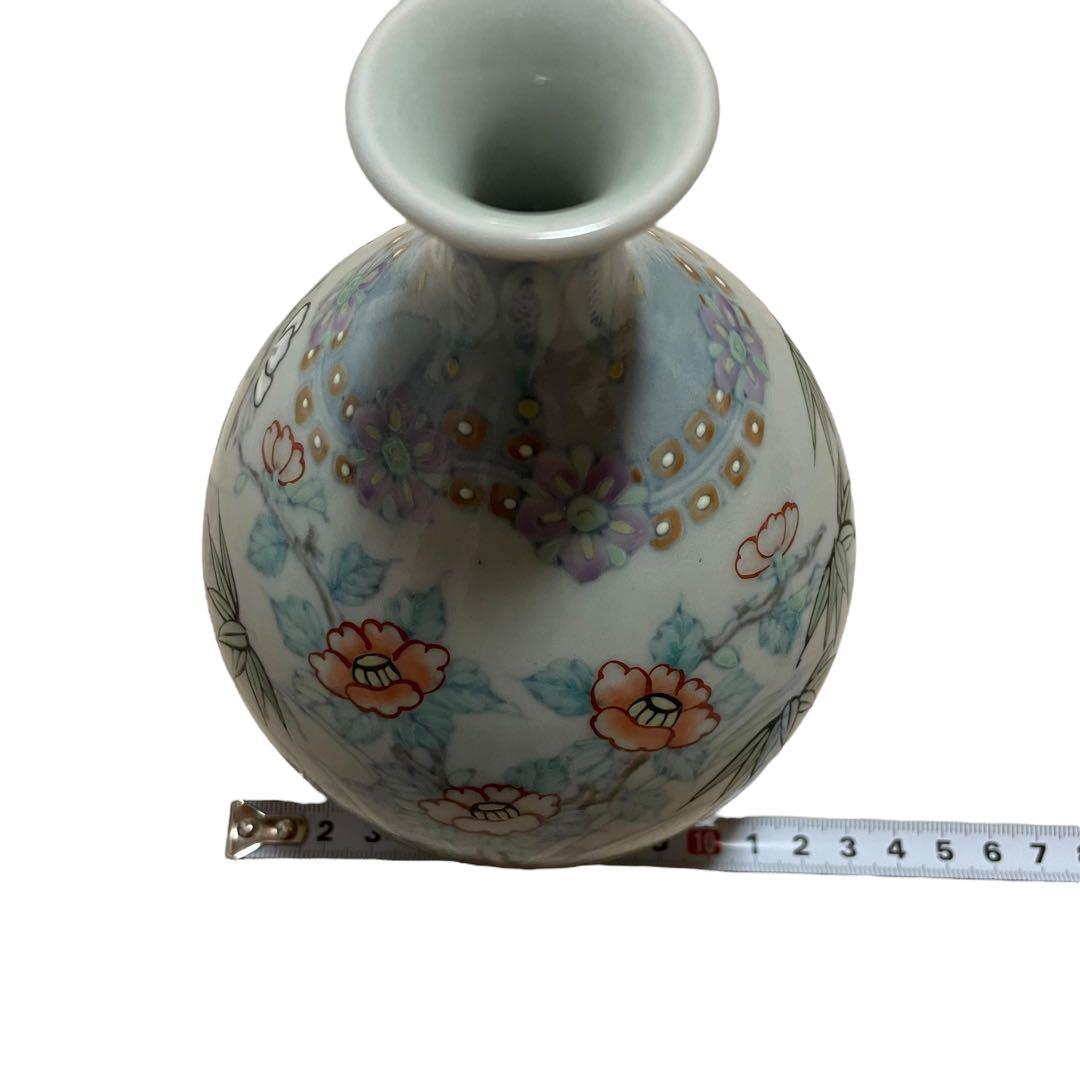 【激レア】走波　染錦竹絵椿文　壺　15.5cm 新品未使用