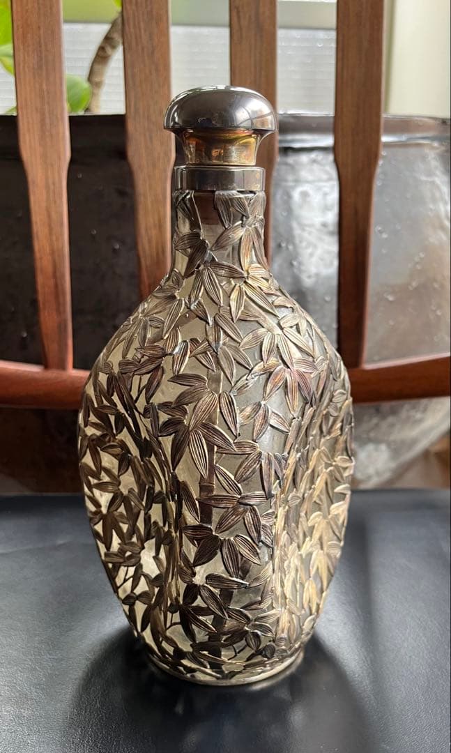 銀950製竹模様アンティークボトル
