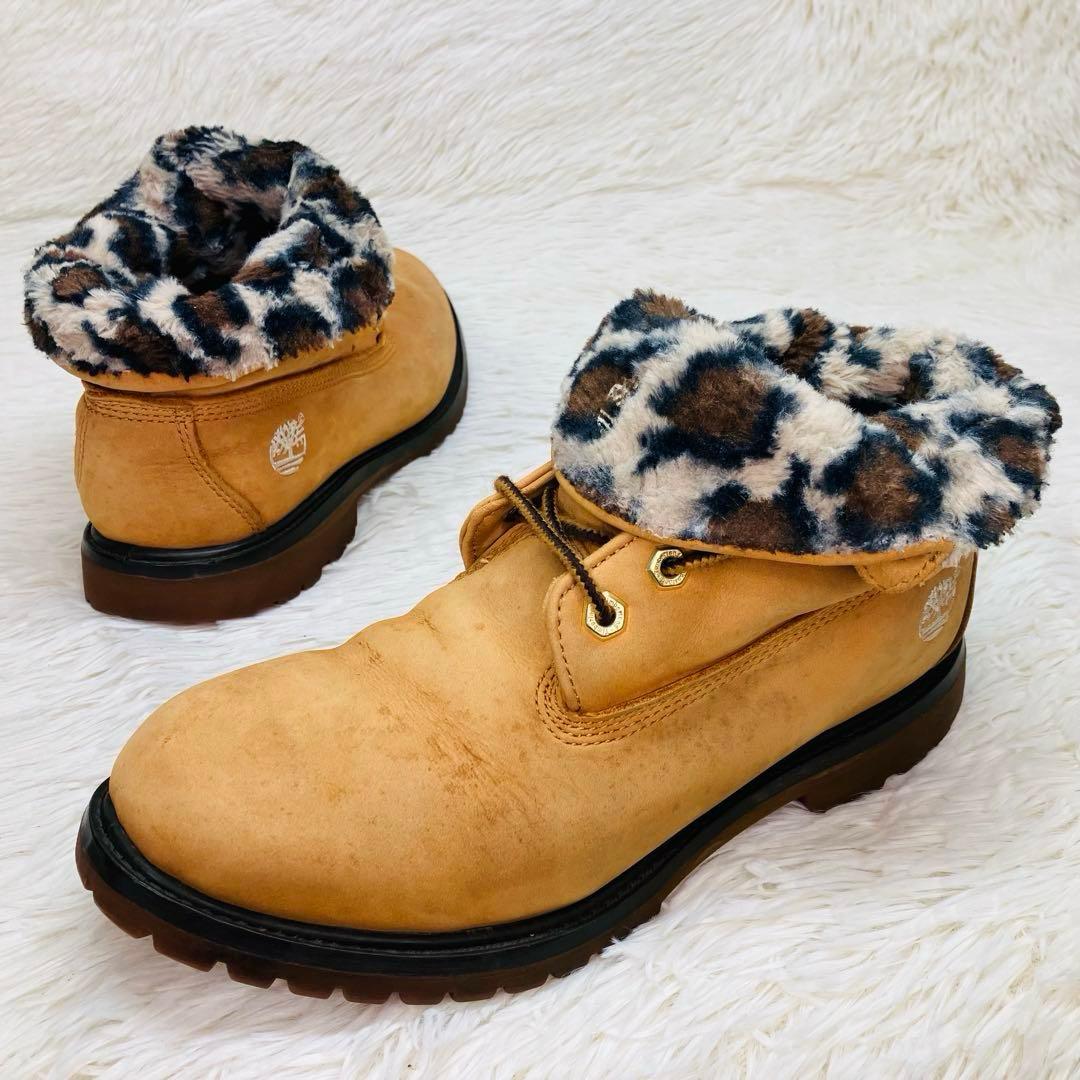 【限定モデル】ティンバーランド7.5WROLL TOP BOOTSレオパ－ド柄