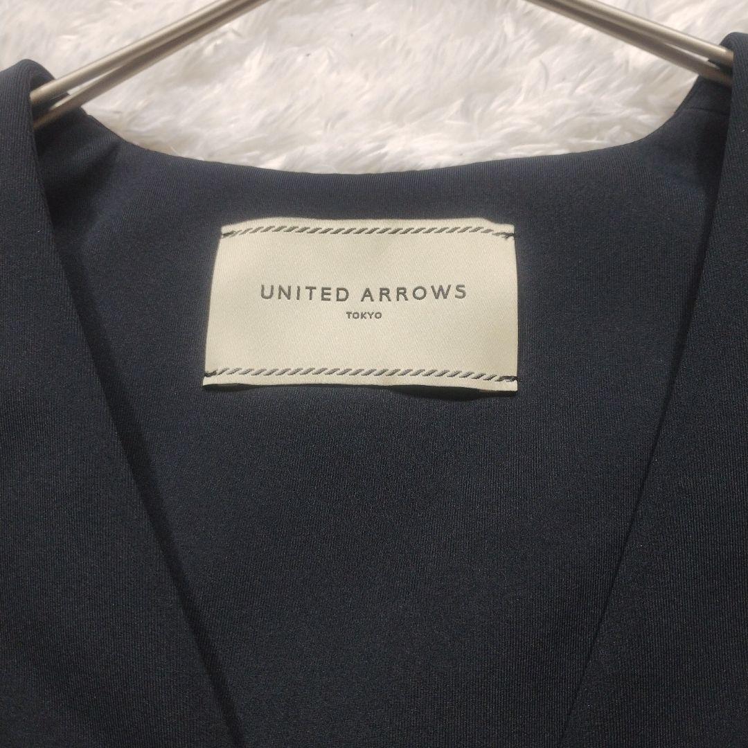 極美品　ユナイテッドアローズ　SPONGY ミドルベスト　ジレ　36　フリル　黒