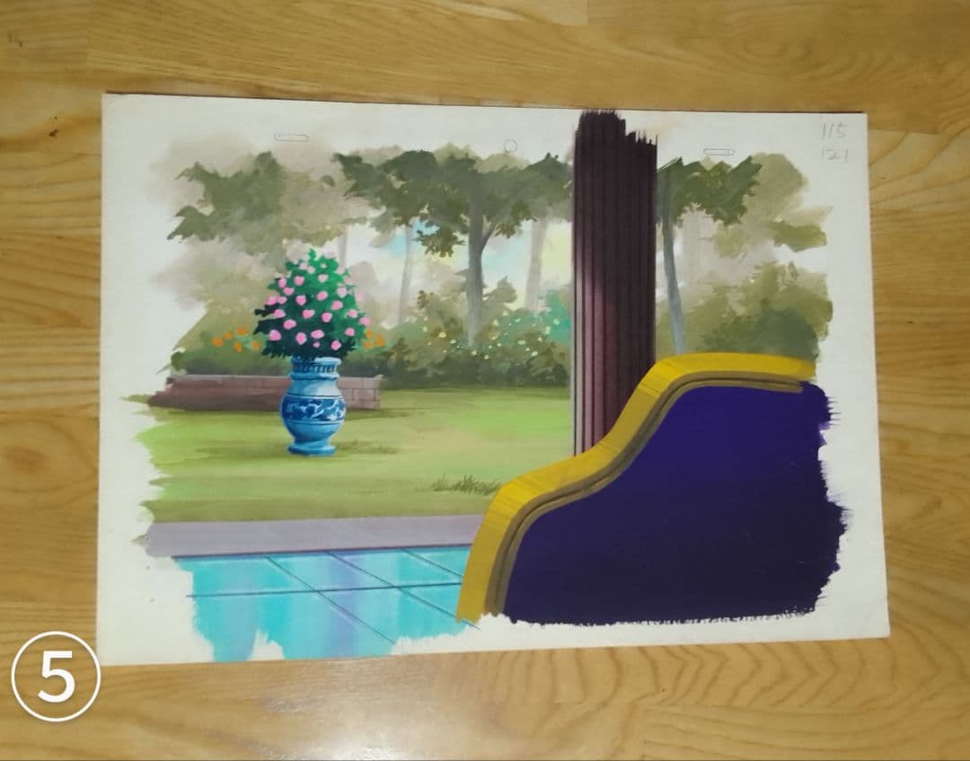 セル画の直筆背景画　12点