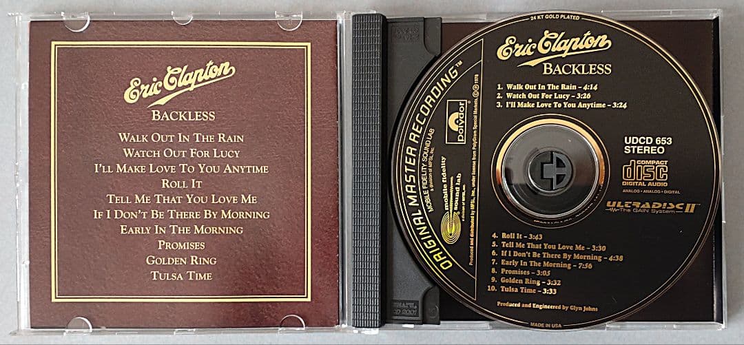 貴重Eric Clapton Backless MFSL 輸入盤GOLD CD