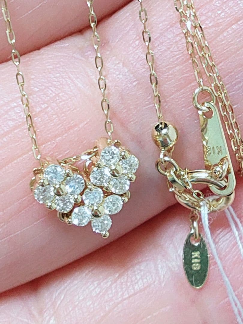 同梱 専用 新作 k18YG 天然ダイヤモンド 0.20ct 2wayネックレス