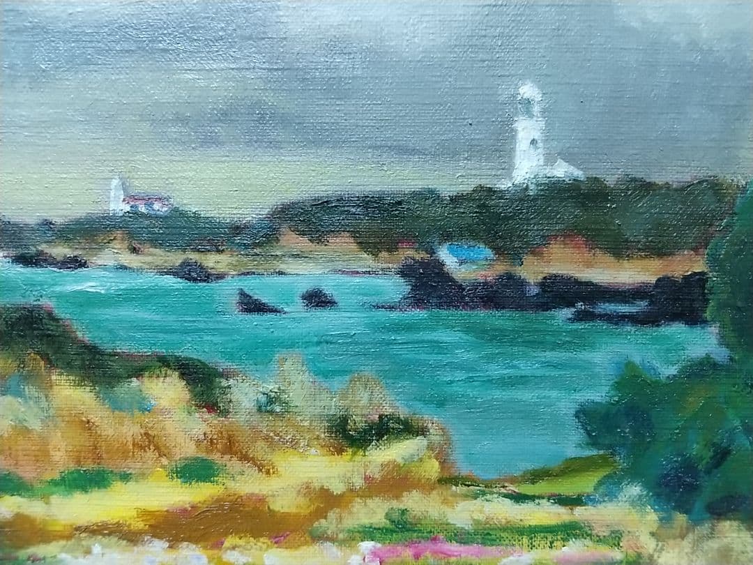 「雨後」房総白浜 絵画 F4 油彩画 油絵 絵画 風景画 アート