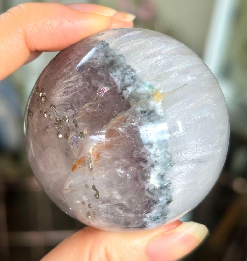 凄くレア　高品質　キューブ　パイライトinフローライト　スフィア　ヒーラー共生