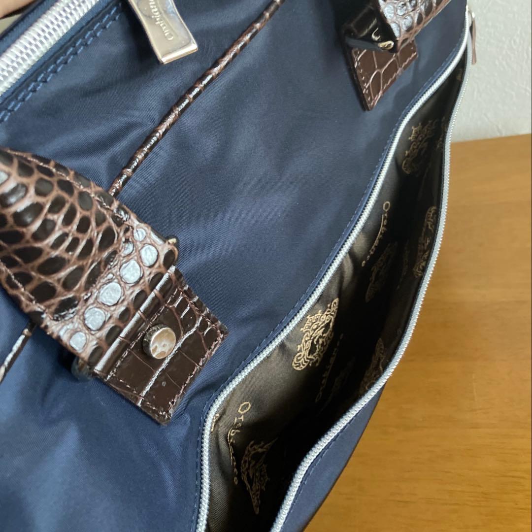 【まる】オロビアンコ クロコ型押しビジネストートバッグ2way ネイビー