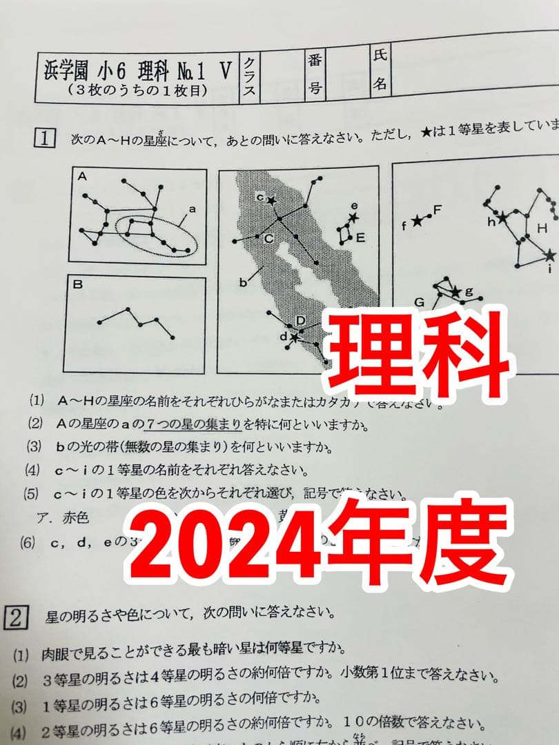浜学園　最新版　2024年　小6　復習テスト　Vクラス　算国理　1年分