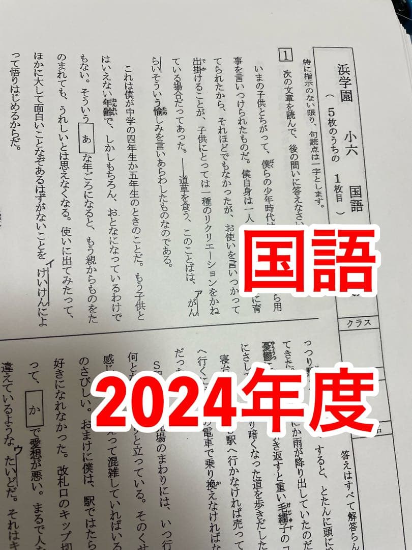 浜学園　最新版　2024年　小6　復習テスト　Vクラス　算国理　1年分