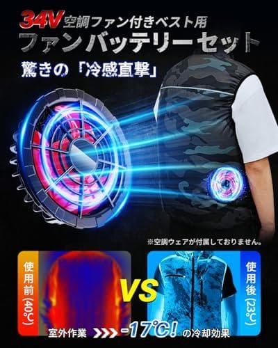 ファンバッテリーセット ファン付き作業服対応【2025夏モデル＆34V超高出力A
