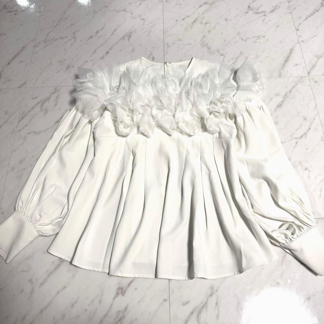 【美品】Acka. tulle shoulder blouse チュールブラウス