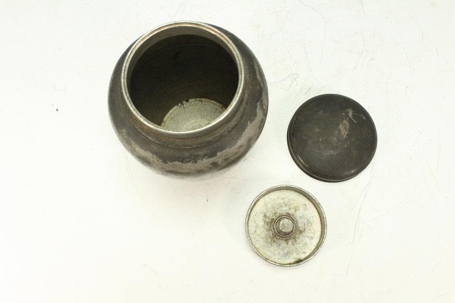 中国美術 煎茶 唐物 古錫 茶入 尚天泰造 時代物 古美術(K-YC457)