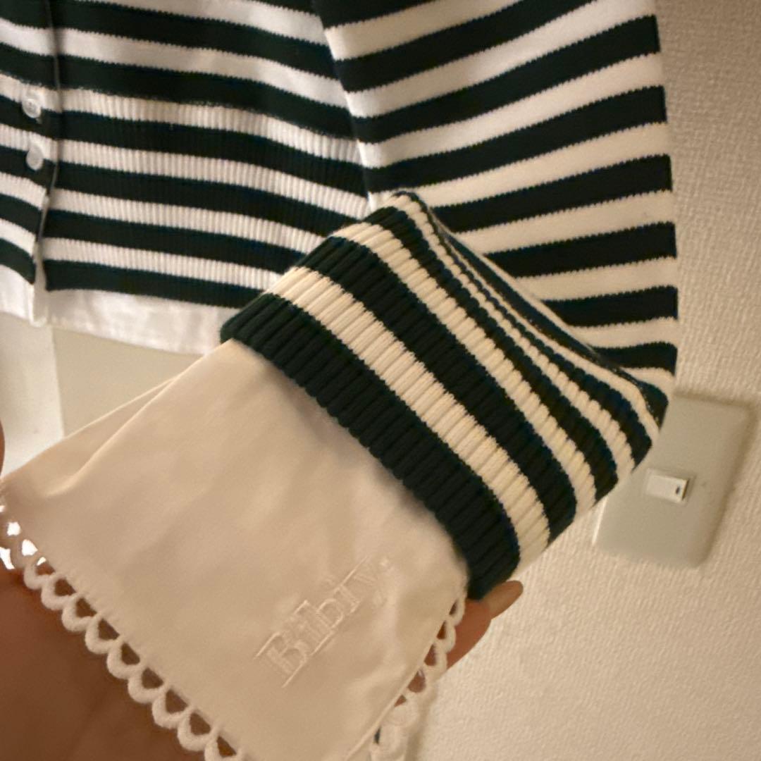 bibiy限定色正規品ストライプ柄長袖カーディガン