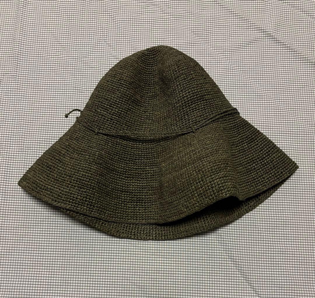 11時まで used品 ヘレンカミンスキー ストローハット カーキ色